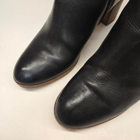 J. Crew Aggie Classic Black Leather Heeled Ankle Boot, Size 8.5, Made in Italy - Picture 3 of 10